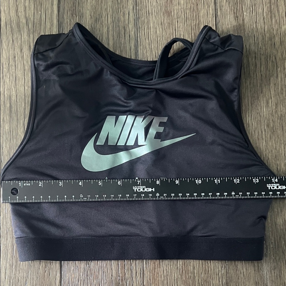 Nike Black and Silver crop top with built-in bra.